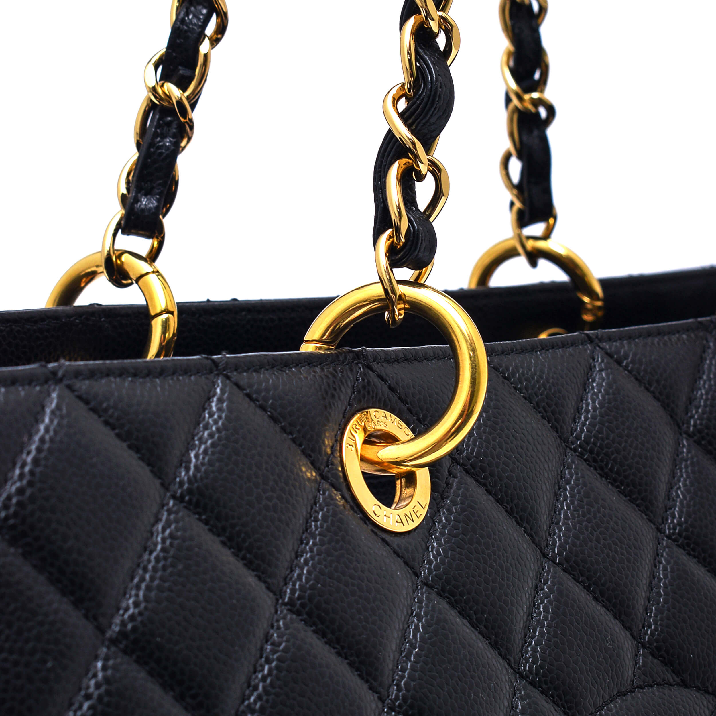 Chanel - Black Quilted Caviar Leather GTS Large Shopping Tote Bag